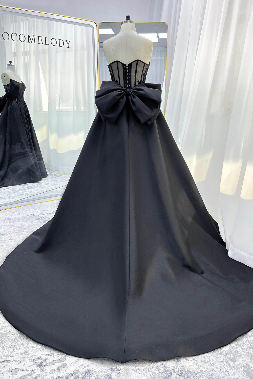 Elegant A Line Court Train Mikado Tulle Wedding Dress Wedding Dress
