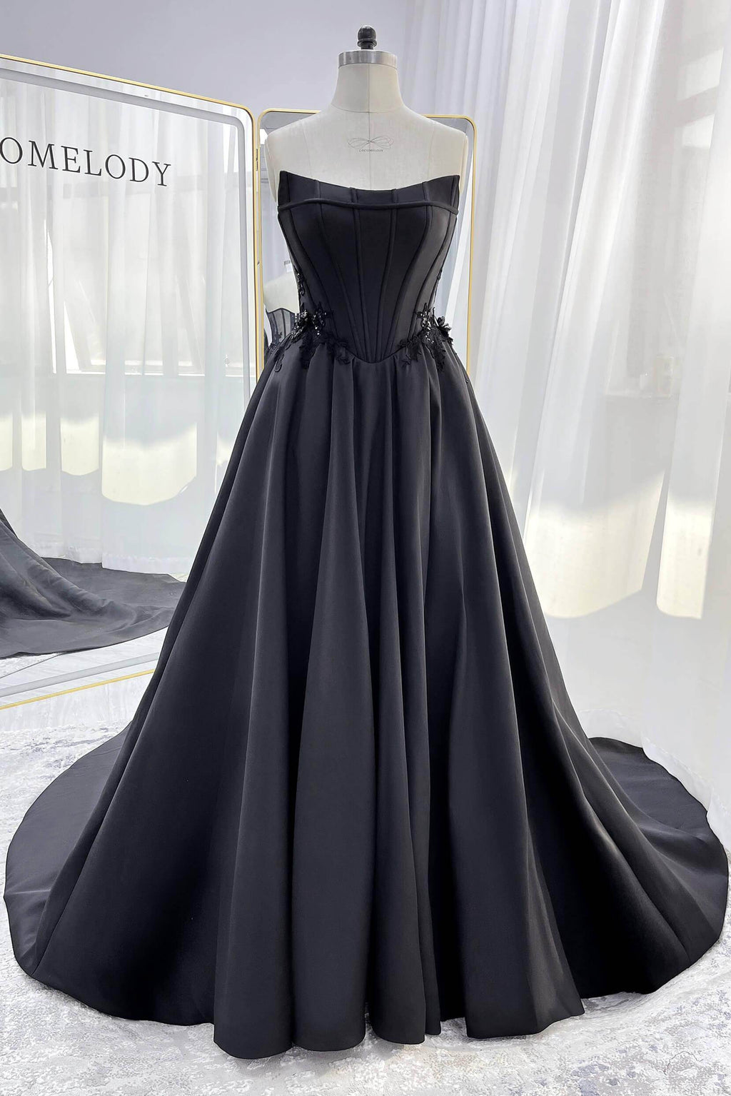 Elegant A Line Court Train Mikado Tulle Wedding Dress Wedding Dress