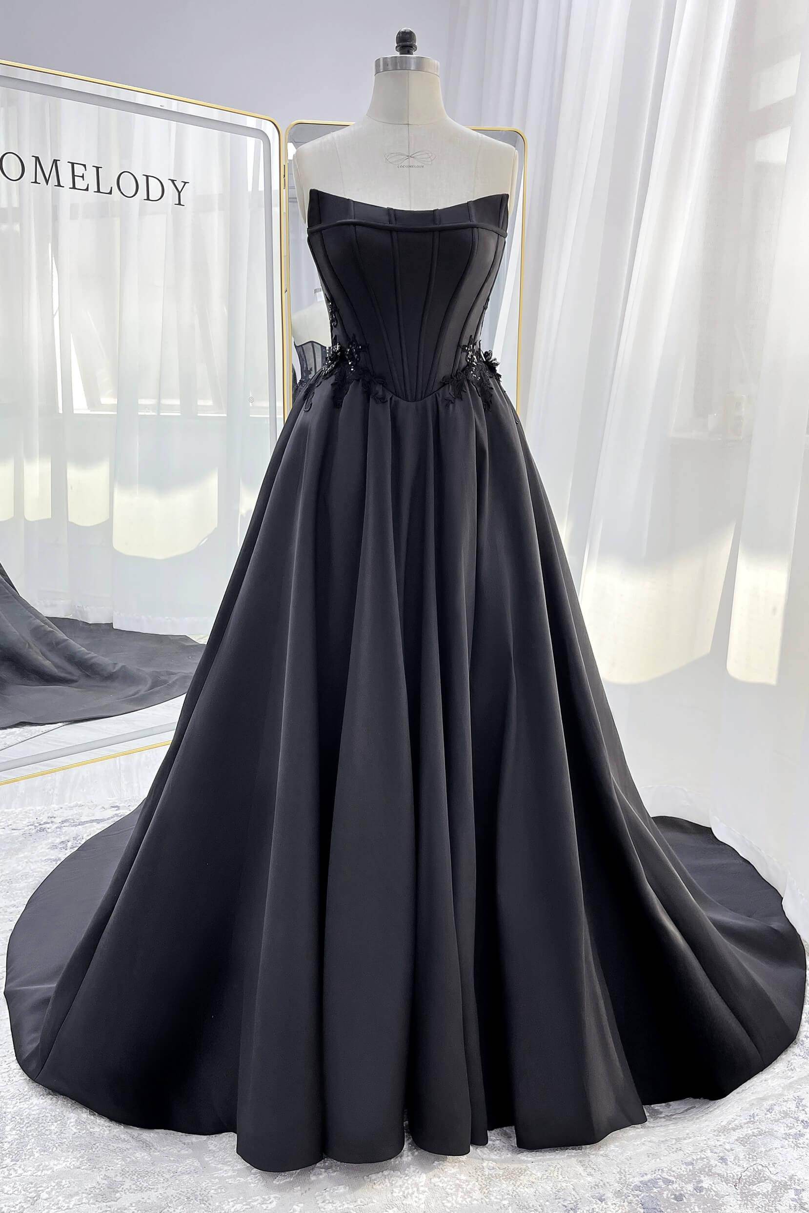 Elegant A Line Court Train Mikado Tulle Wedding Dress Wedding Dress
