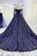Elegant A Line Chapel Train Sequined Lace Tulle Wedding Dress Wedding Dress