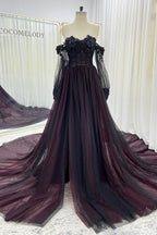 Elegant A Line Chapel Train Lace Tulle Wedding Dress Wedding Dress
