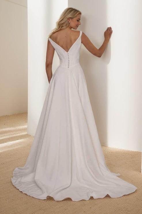 Elegant A Line Sweep Brush Train Elastic Cloth Wedding Dress Wedding Dress