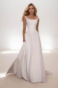 Elegant A Line Sweep Brush Train Elastic Cloth Wedding Dress Wedding Dress