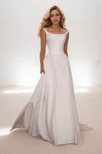 Elegant A Line Sweep Brush Train Elastic Cloth Wedding Dress Wedding Dress