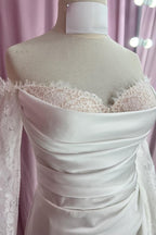 Elegant Mermaid Sweep Brush Train Lace Satin Wedding Dress Wedding Dress