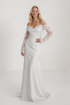 Elegant Mermaid Sweep Brush Train Lace Satin Wedding Dress Wedding Dress