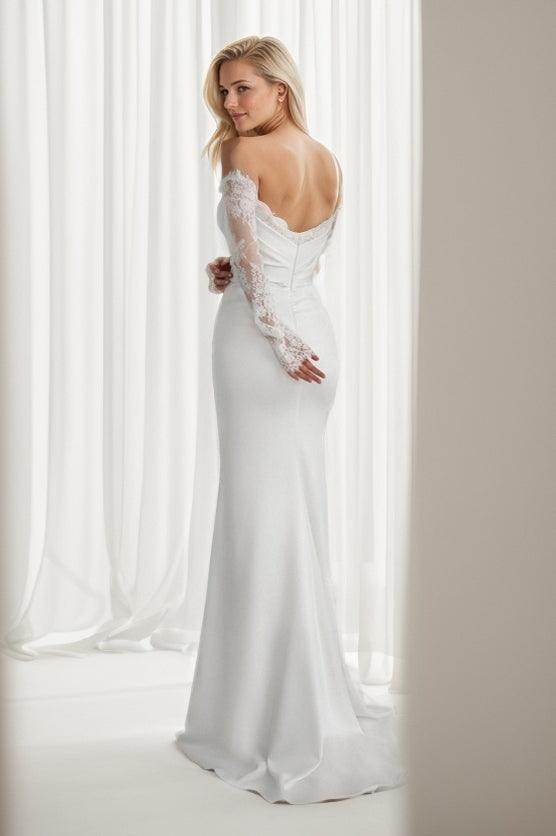 Elegant Mermaid Sweep Brush Train Lace Satin Wedding Dress Wedding Dress