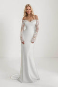 Elegant Mermaid Sweep Brush Train Lace Satin Wedding Dress Wedding Dress