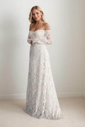 Elegant A Line Sweep Brush Train Lace Wedding Dress Wedding Dress