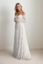 Elegant A Line Sweep Brush Train Lace Wedding Dress Wedding Dress