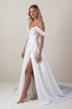 Elegant A Line Court Train Mikado Wedding Dress Wedding Dress