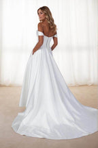 Elegant A Line Court Train Mikado Wedding Dress Wedding Dress