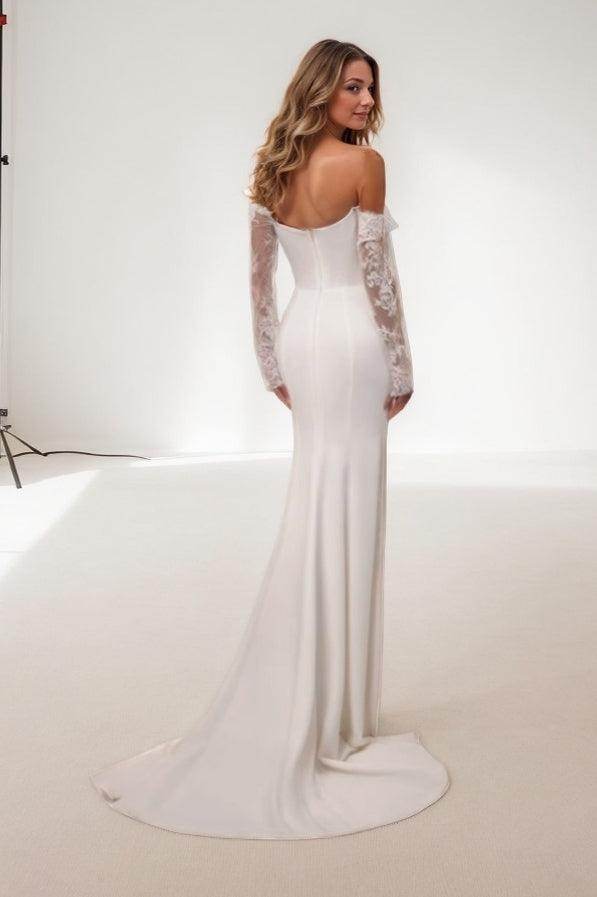 Elegant Mermaid Sweep Brush Train Lace Elastic Cloth Wedding Dress Wedding Dress