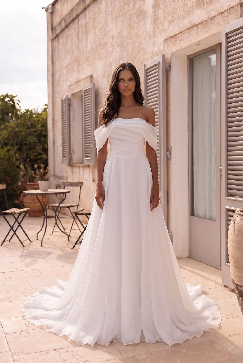 Elegant A Line Court Train Organza Wedding Dress Wedding Dress