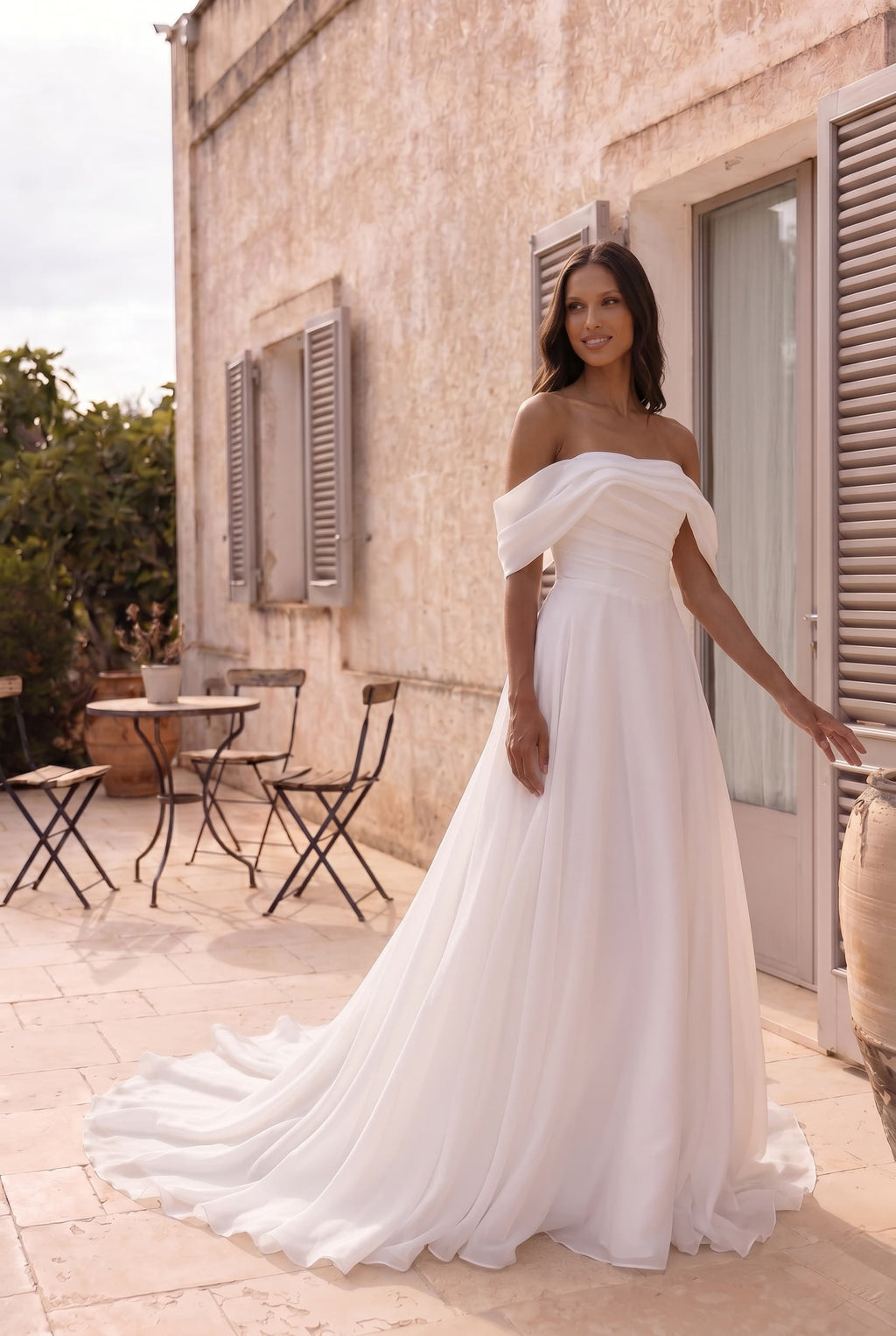Elegant A Line Court Train Organza Wedding Dress Wedding Dress
