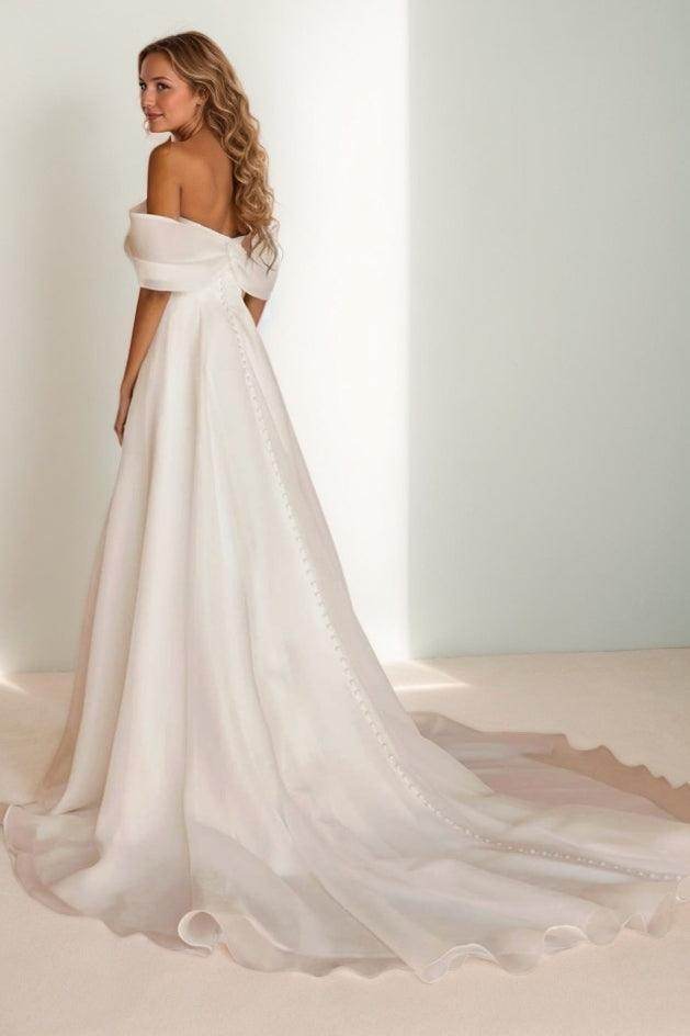 Elegant A Line Court Train Organza Wedding Dress Wedding Dress