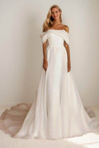 Elegant A Line Court Train Organza Wedding Dress Wedding Dress