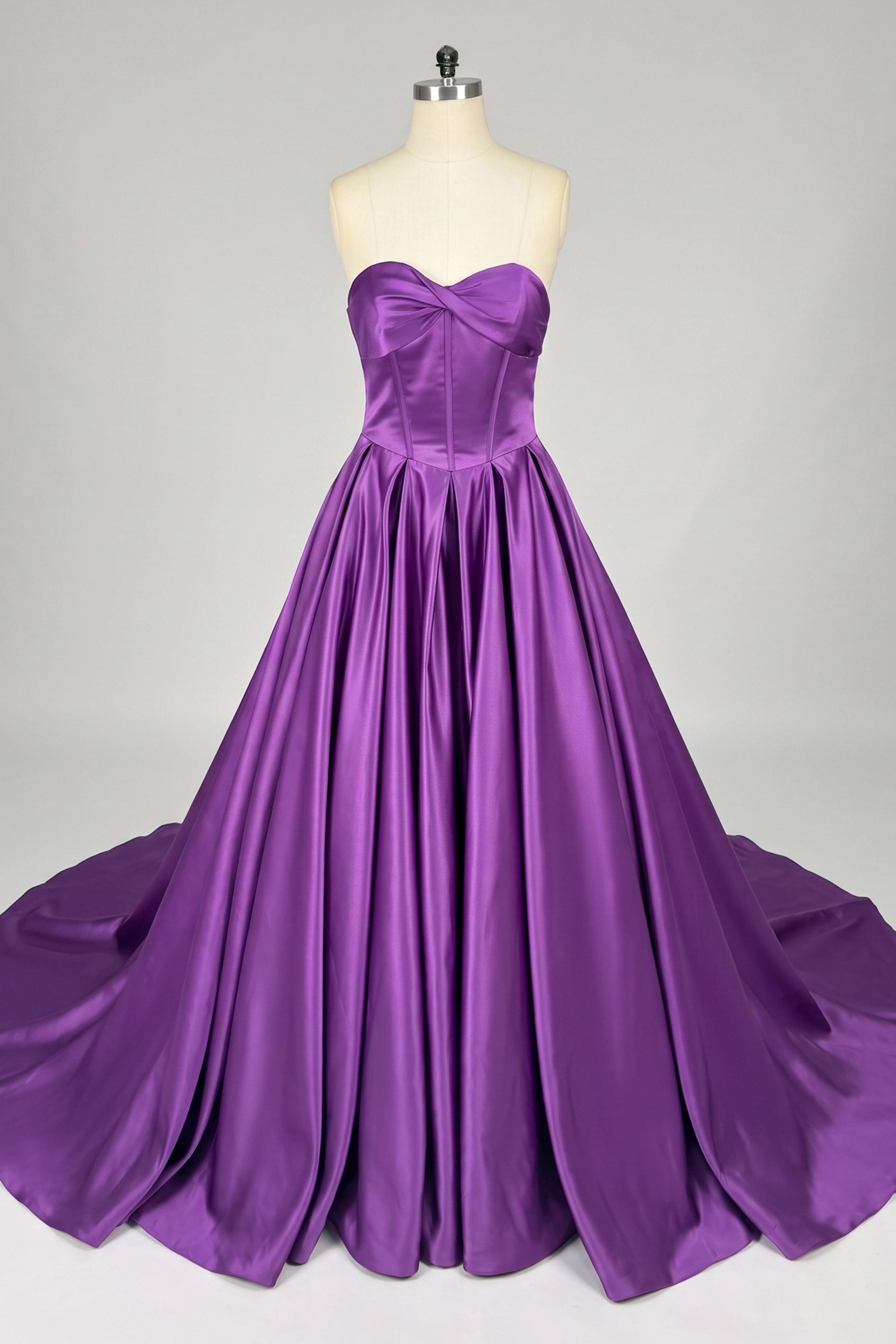 Elegant A Line Court Train Satin Wedding Dress Wedding Dress
