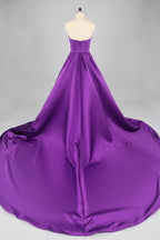 Elegant A Line Court Train Satin Wedding Dress Wedding Dress