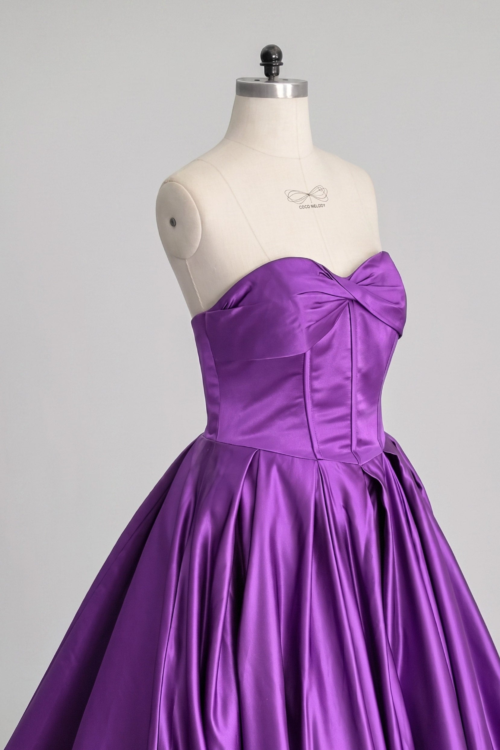 Elegant A Line Court Train Satin Wedding Dress Wedding Dress