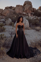 Elegant A Line Court Train Satin Wedding Dress Wedding Dress