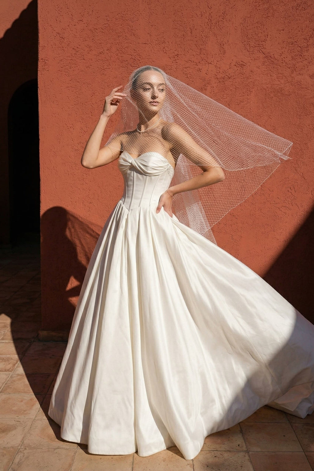 Elegant A Line Court Train Satin Wedding Dress Wedding Dress