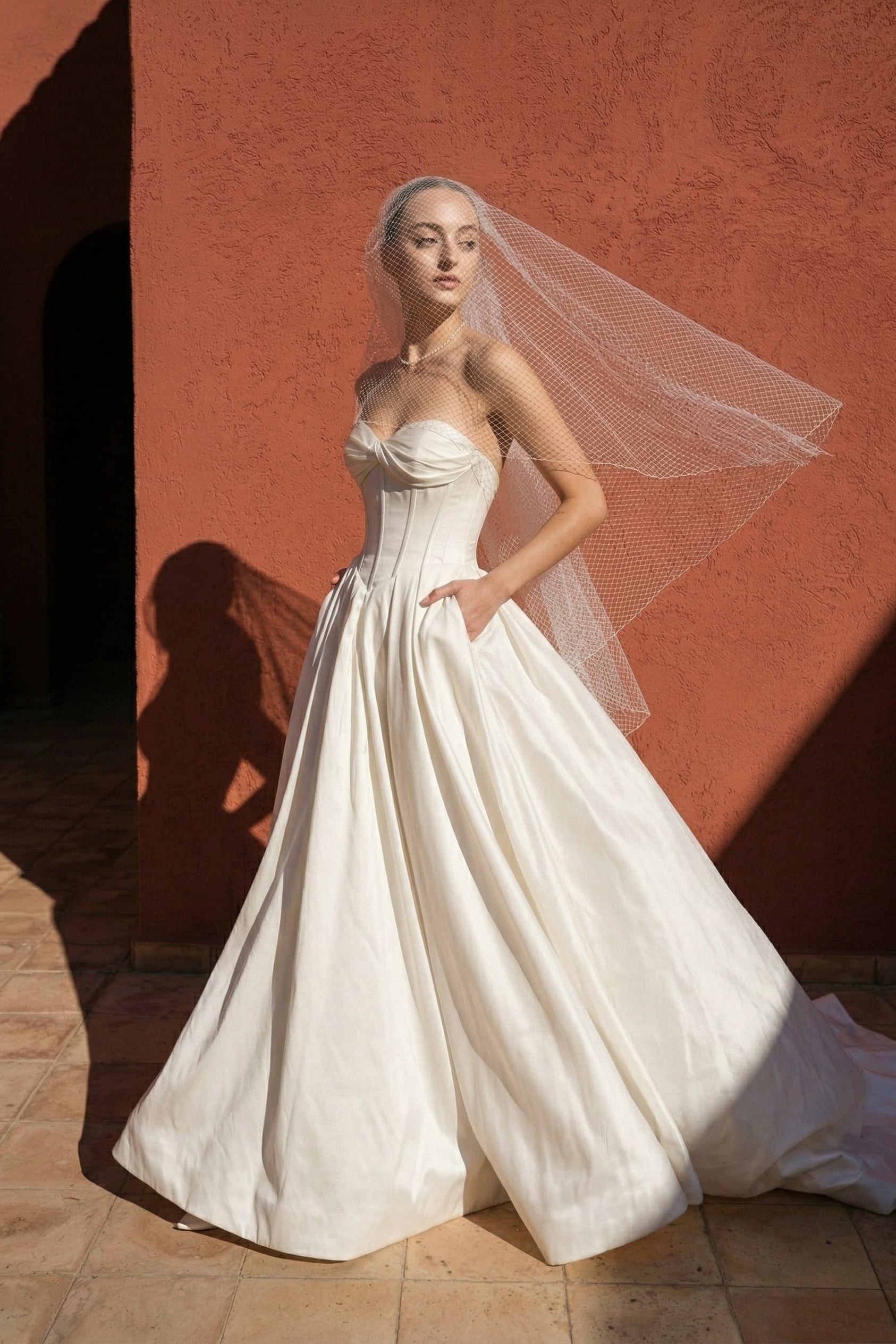 Elegant A Line Court Train Satin Wedding Dress Wedding Dress