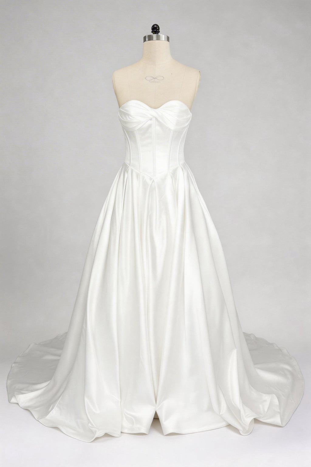 Elegant A Line Court Train Satin Wedding Dress Wedding Dress