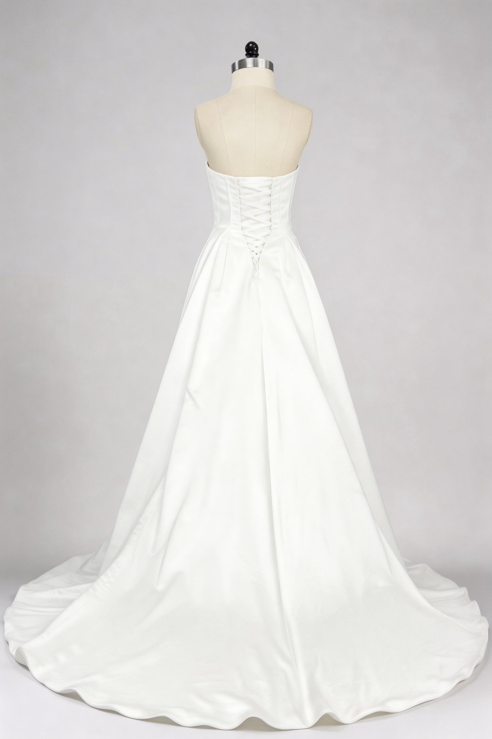 Elegant A Line Court Train Satin Wedding Dress Wedding Dress