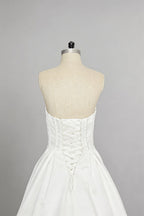 Elegant A Line Court Train Satin Wedding Dress Wedding Dress