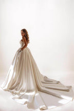 Elegant A Line Court Train Satin Wedding Dress Wedding Dress