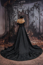 Elegant A Line Court Train Jacquard Satin Lace Wedding Dress Wedding Dress
