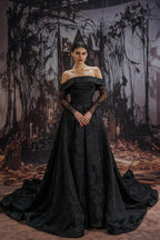 Elegant A Line Court Train Jacquard Satin Lace Wedding Dress Wedding Dress