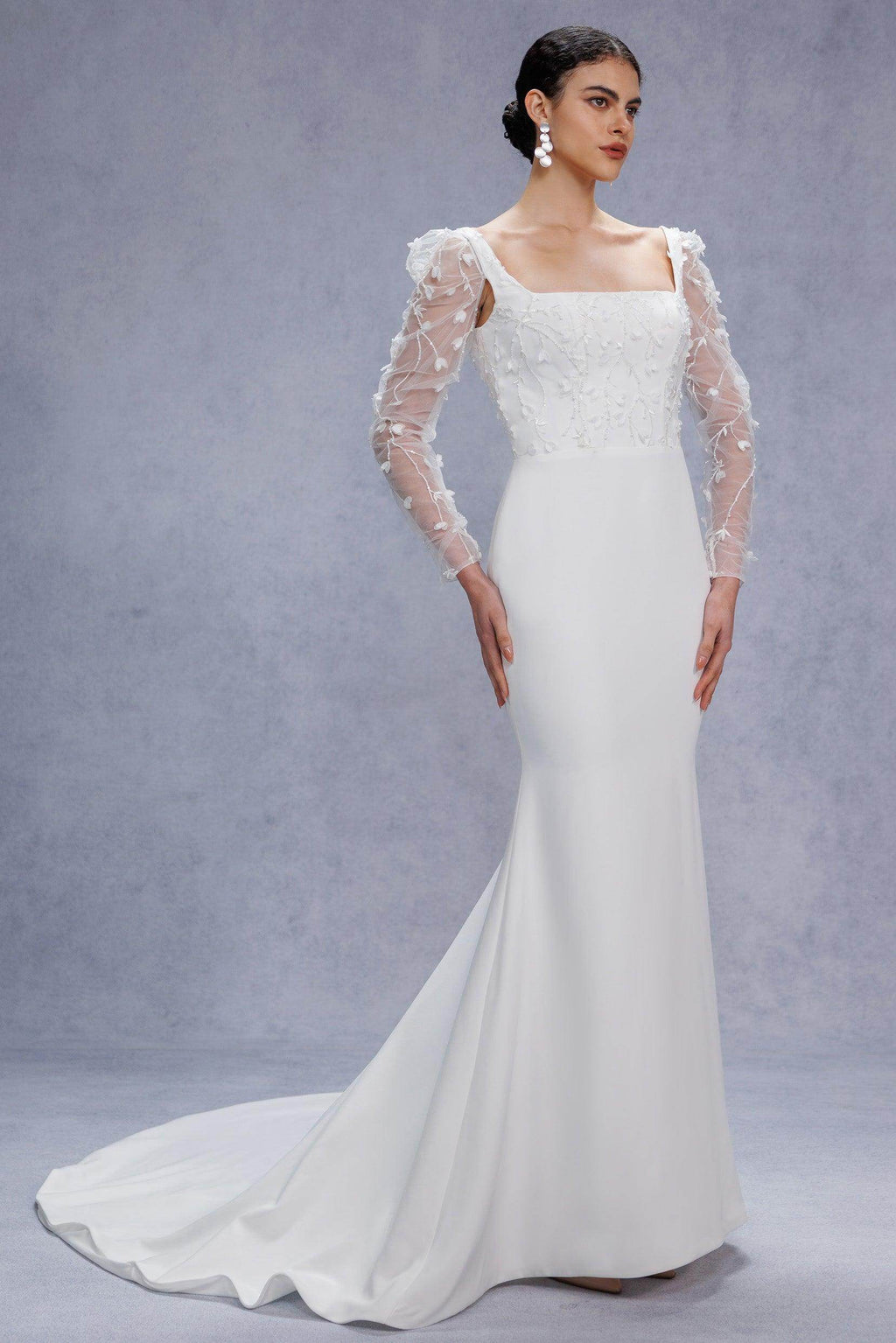 Elegant Trumpet Mermaid Court Train Stretch Satin Wedding Dress Wedding Dress