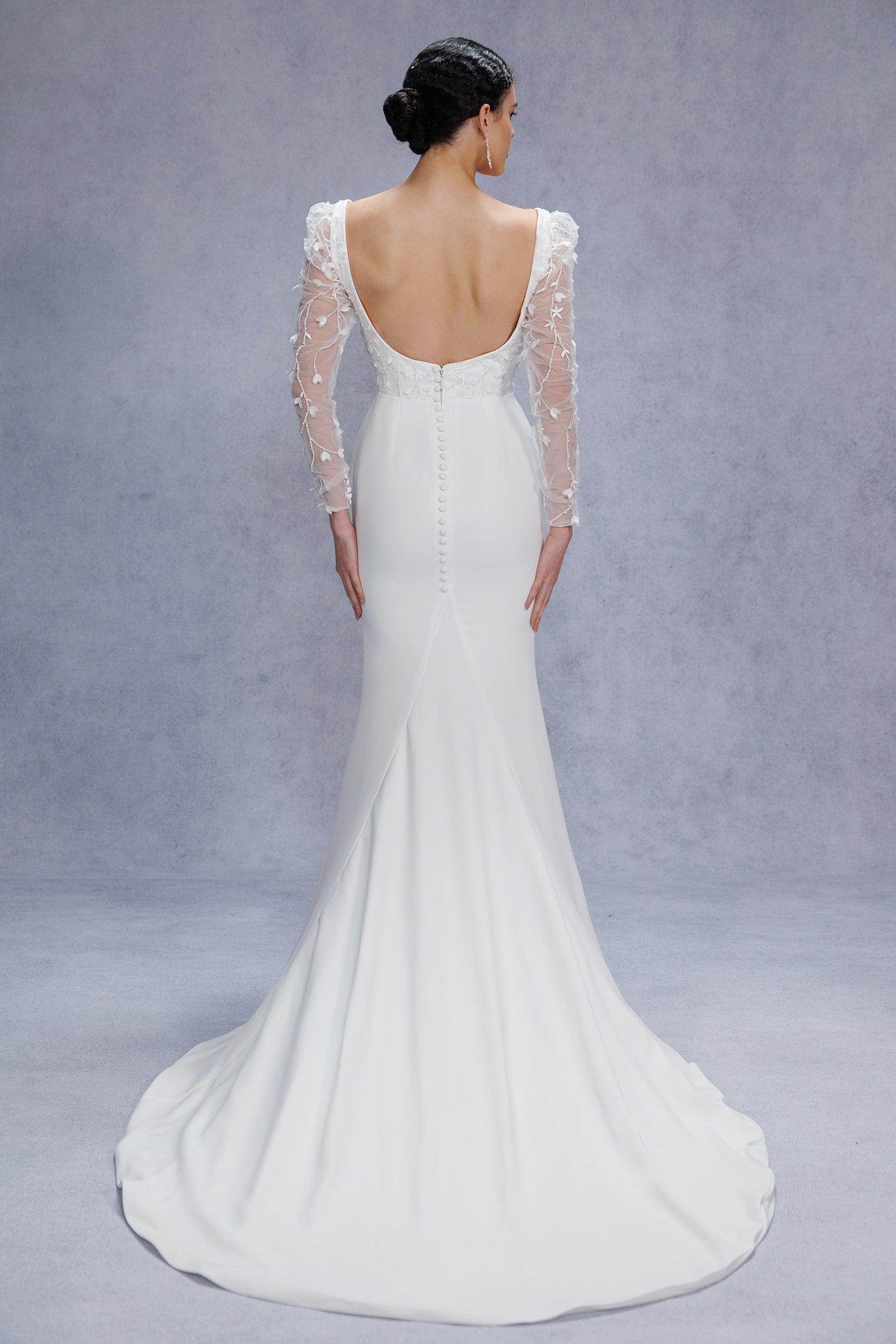 Elegant Trumpet Mermaid Court Train Stretch Satin Wedding Dress Wedding Dress