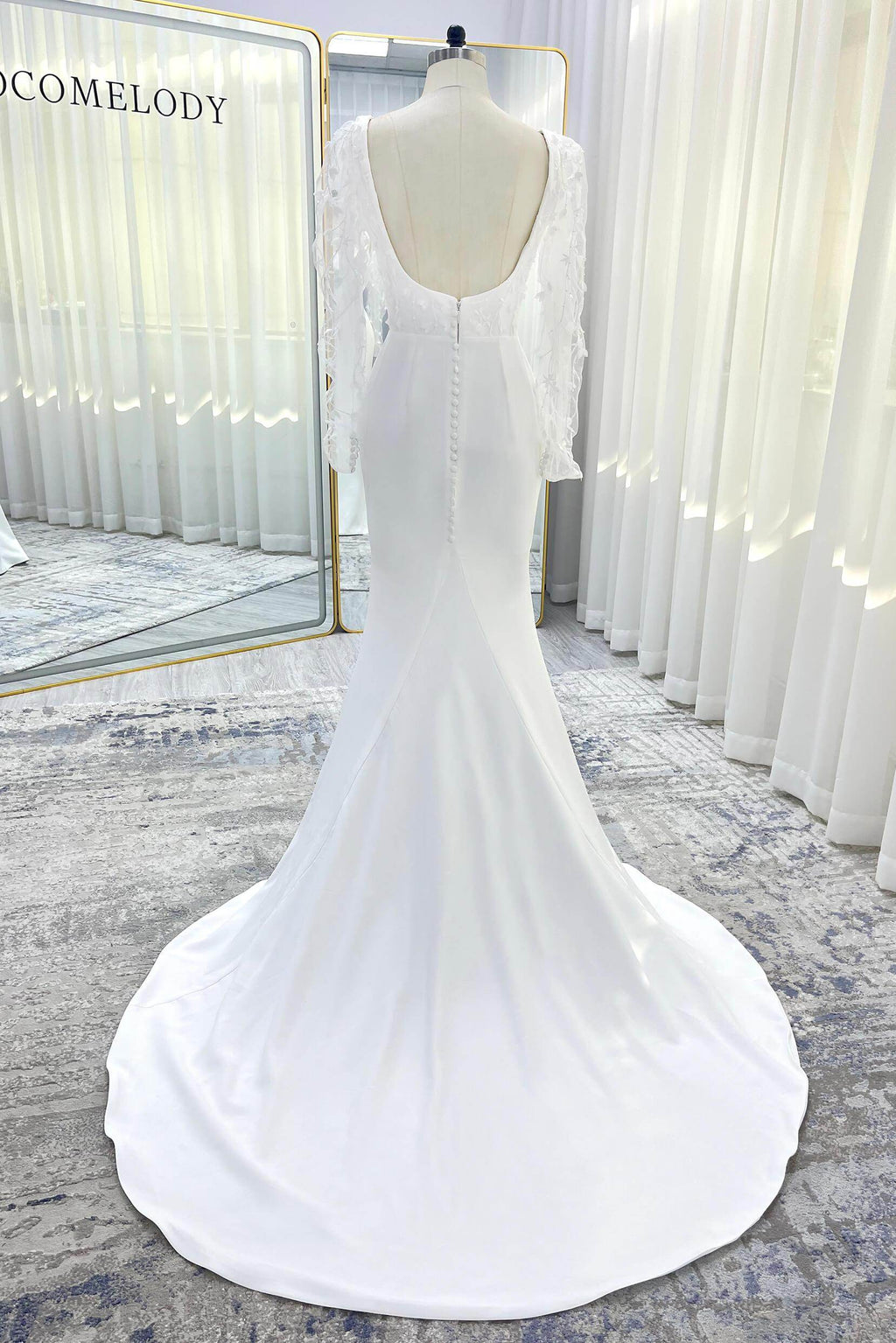 Elegant Trumpet Mermaid Court Train Stretch Satin Wedding Dress Wedding Dress