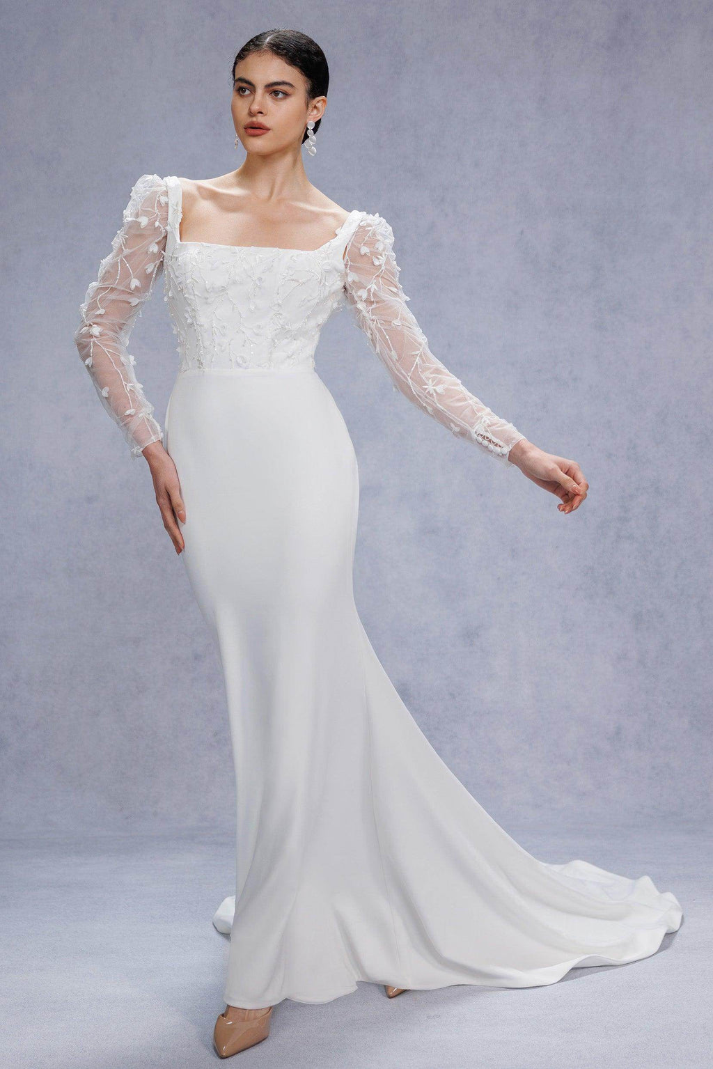 Elegant Trumpet Mermaid Court Train Stretch Satin Wedding Dress Wedding Dress