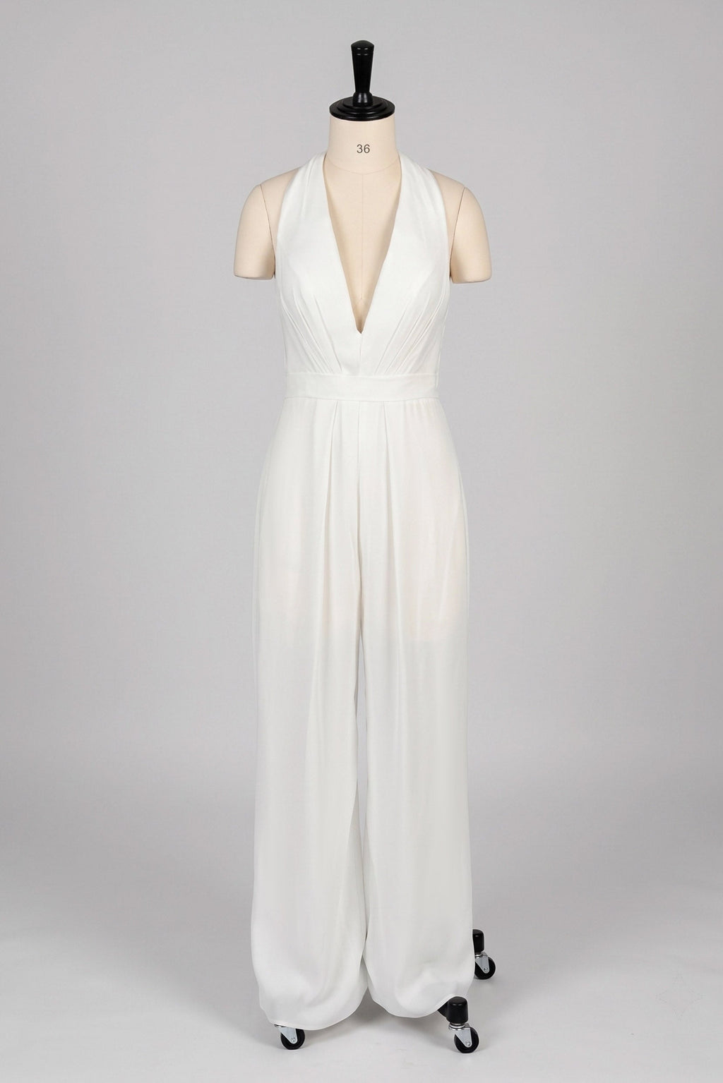 Elegant Halter Floor Length Chiffon Wedding Jumpsuit Wedding Dress