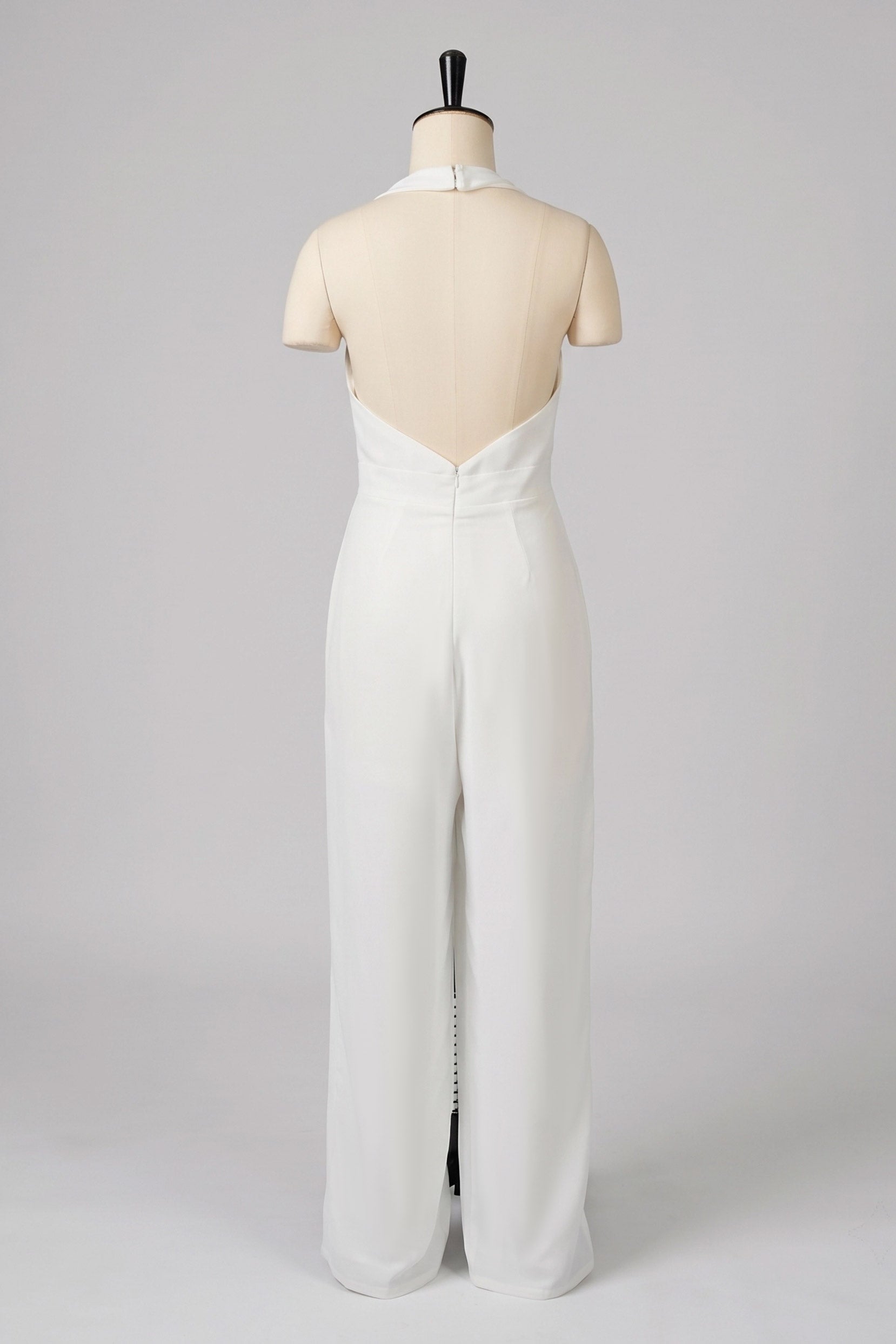 Elegant Halter Floor Length Chiffon Wedding Jumpsuit Wedding Dress