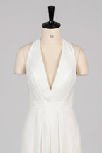 Elegant Halter Floor Length Chiffon Wedding Jumpsuit Wedding Dress