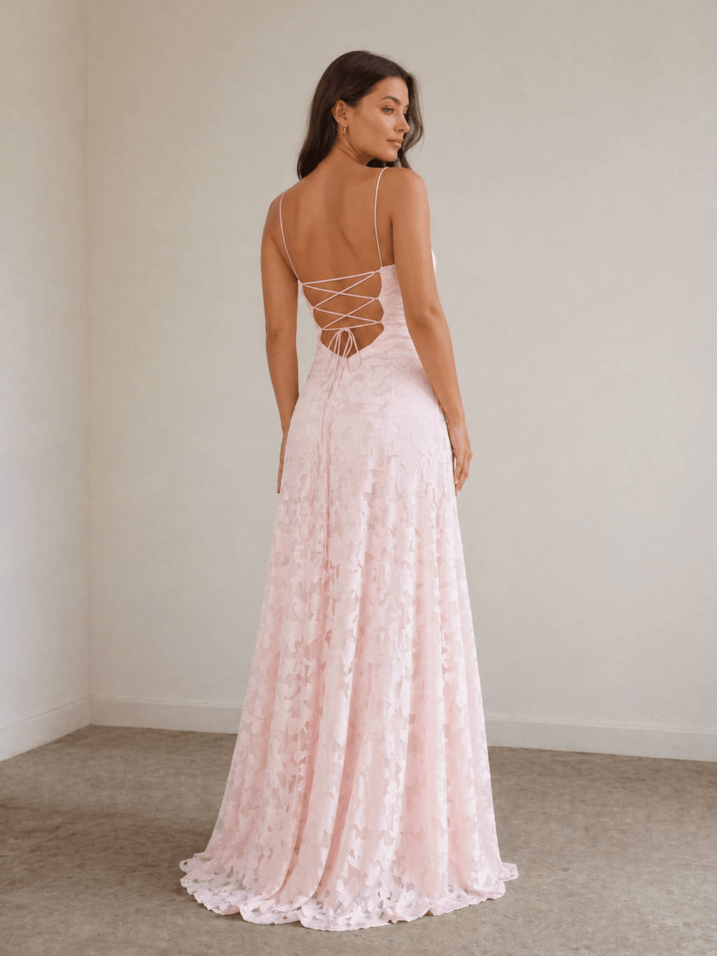 Celia Pink back view prom dress