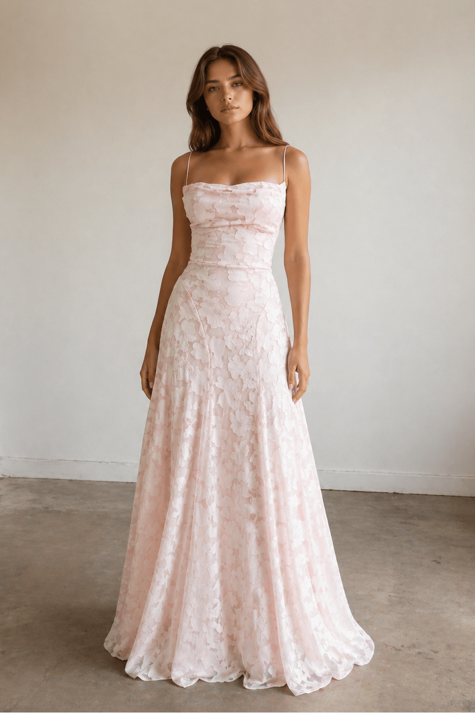 Celia Pink front view prom dress