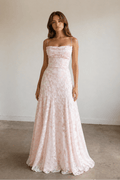 Celia Pink front view prom dress