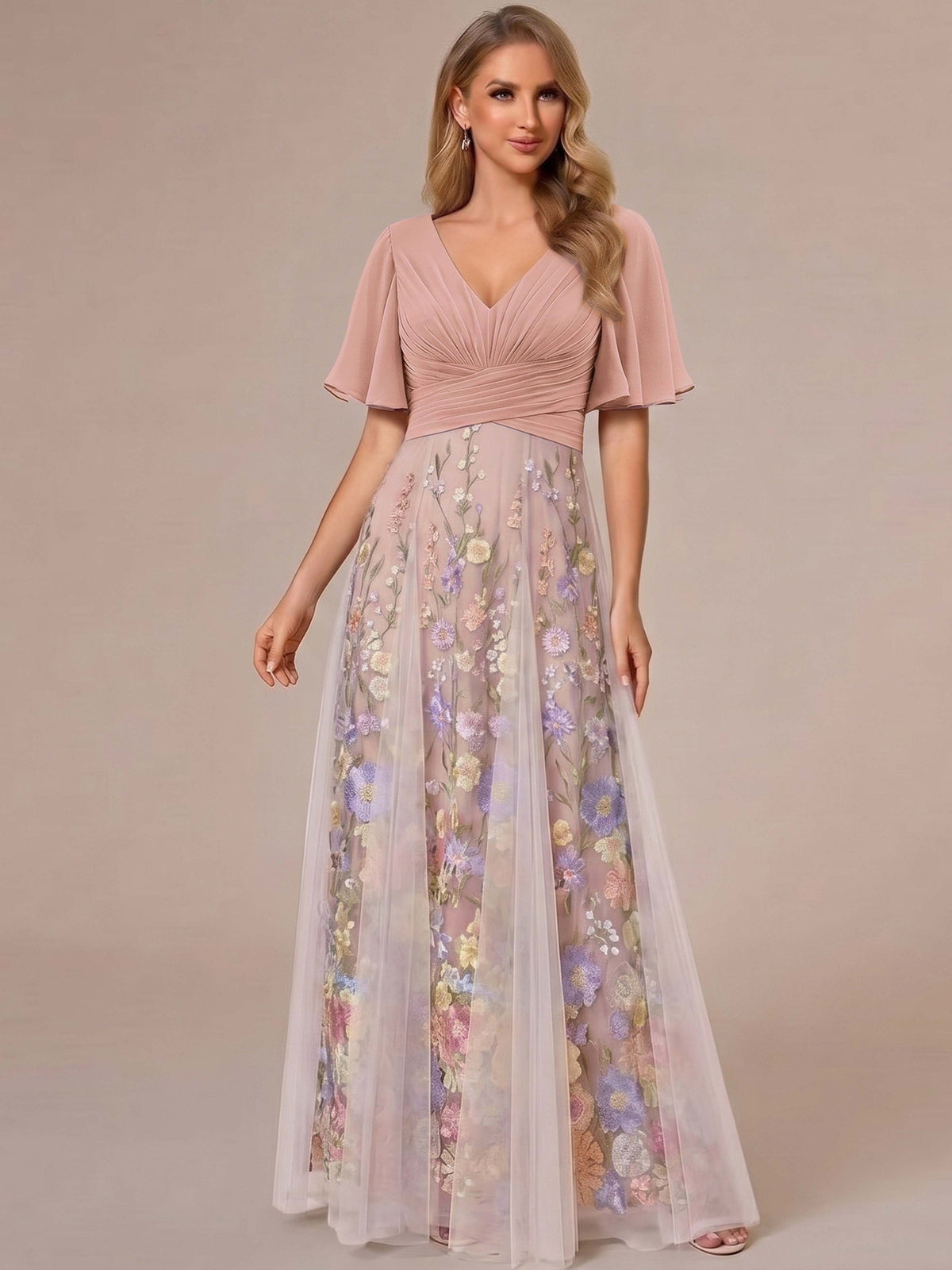 Maura mauve side view mother of the bride dress