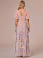 Maura mauve back view mother of the bride dress