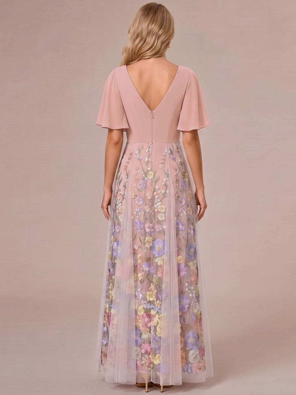 Zenobia Grace Mauve back view mother of the bride dress