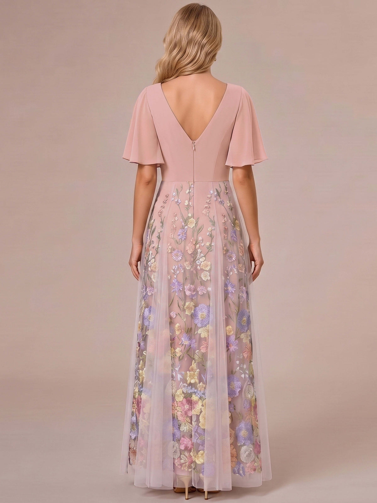 Zenobia Grace Mauve back view mother of the bride dress