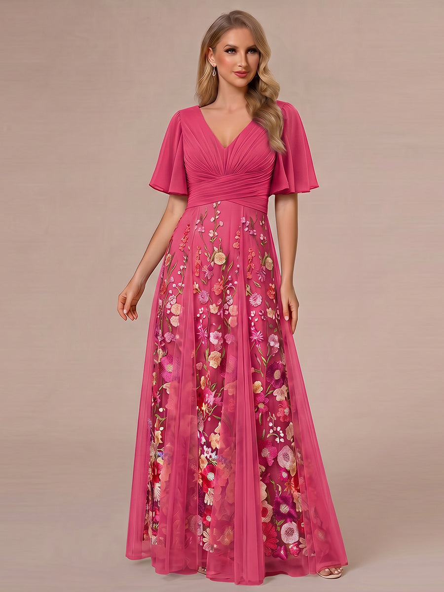 Zenobia Grace Hot Pink front view mother of the bride dress