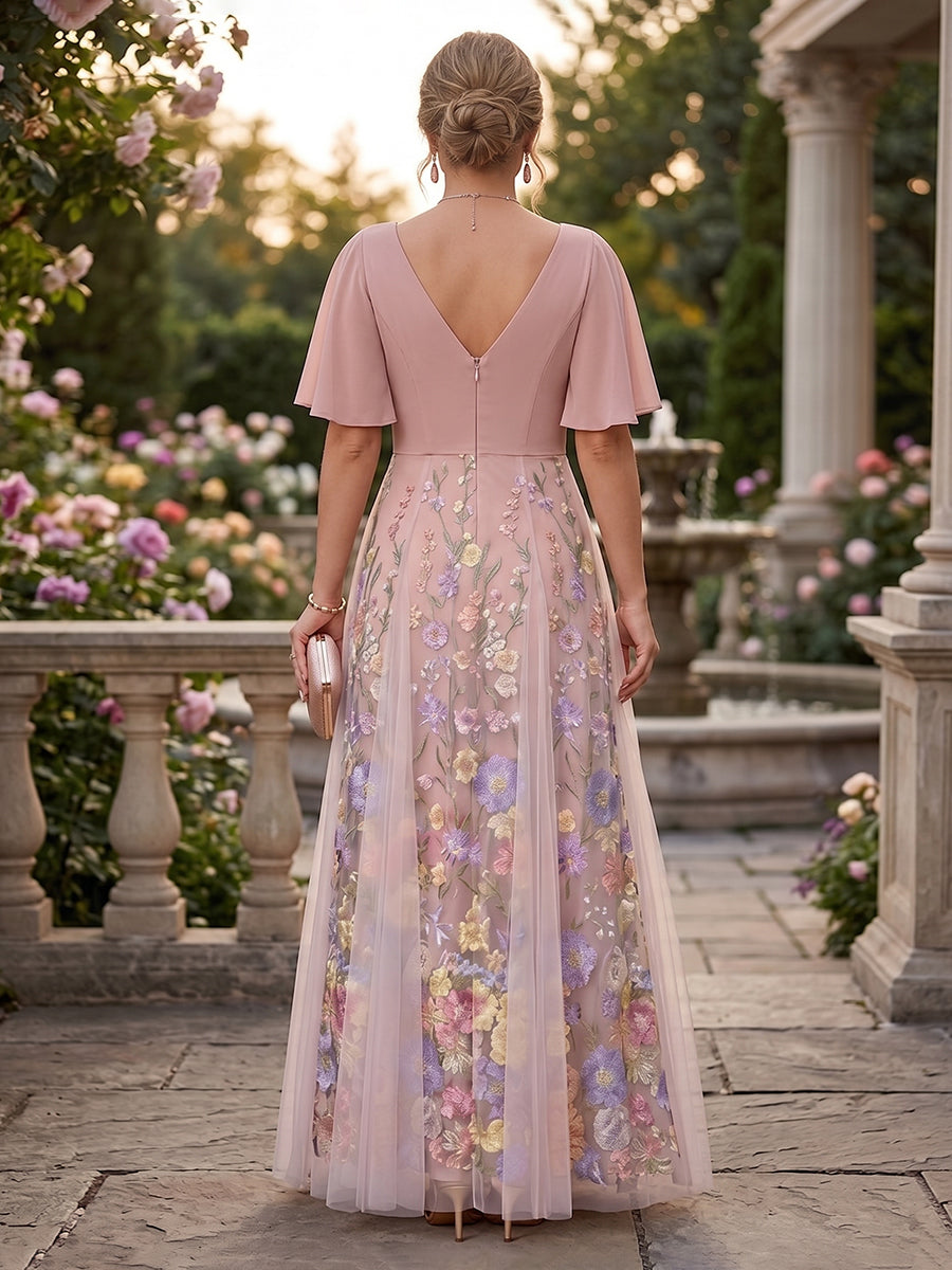 Harriet Solene Mauve back view mother of the bride dress