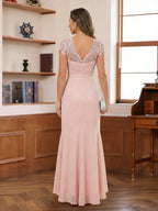 Felicity Arden Pearl Pink back view mother of the bride dress